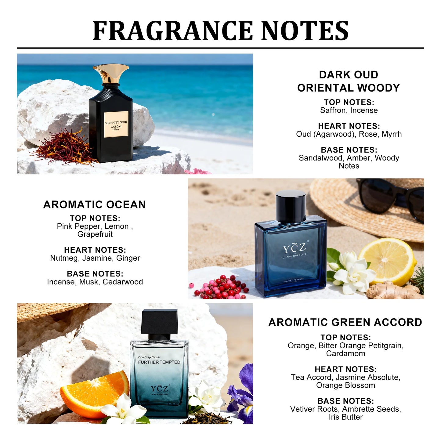 YCZ Men Eau De Toilette-6.8Fl oz 200ml 3Pcs, Woody Aquatic Cologne, Apple Lotus Cedar Musk, Long Lasting Daily Perfume