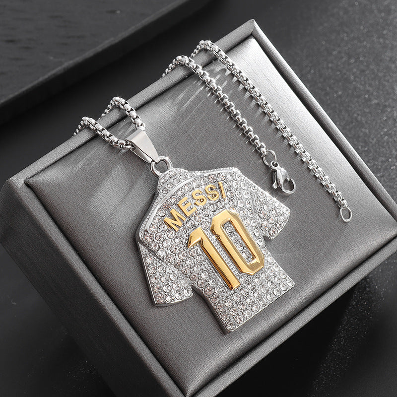 Gold Plated Football Jersey Pendant Necklace