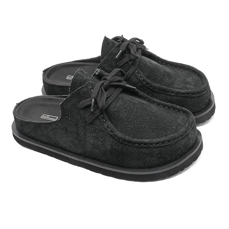 Vintage Leather Slip-On Mules