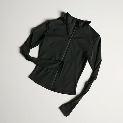 Slim Fit Sports Jacket Stand Collar Zipper Coat Sports Fitness Yoga Clothing Plus Velvet Jacket Slimming Quick-drying Top Suit