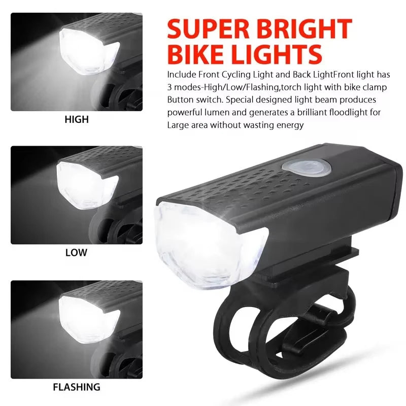 Ourdoor Bicycle Front Light Bright Bike Led Flashlight Bicycle Lantern USB Rechargeable MTB Bike Rear Lamp For Cycling Headlight