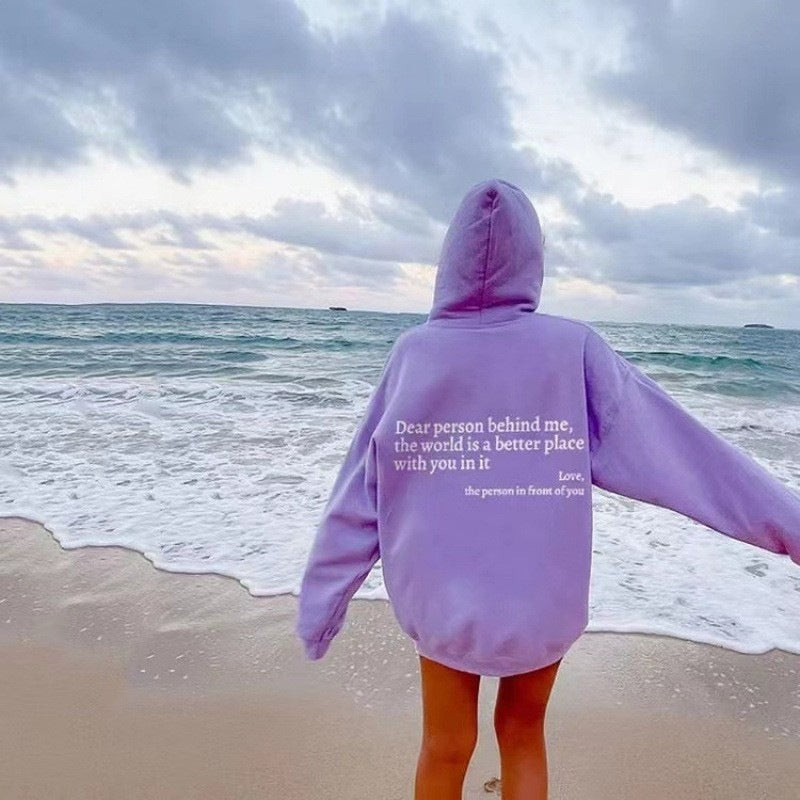 Women's Letter Print Fleece Hoodie