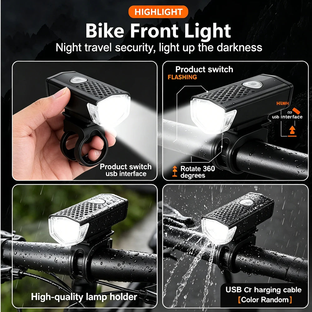 Ourdoor Bicycle Front Light Bright Bike Led Flashlight Bicycle Lantern USB Rechargeable MTB Bike Rear Lamp For Cycling Headlight