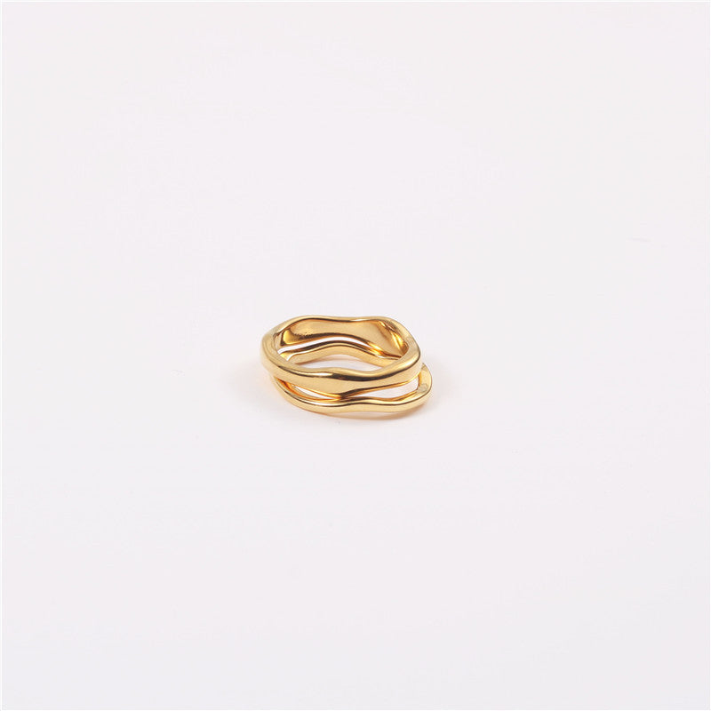 Wavy Asymmetrical Stainless Steel Ring