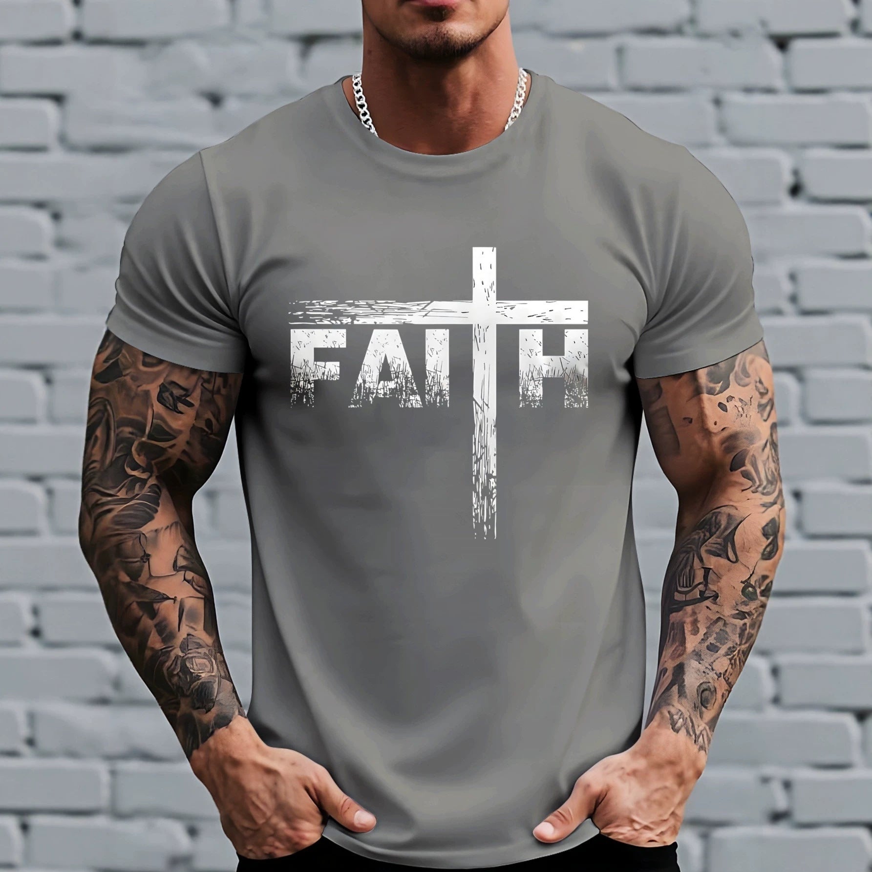 Mens Short Sleeve T-Shirt with Animal Print