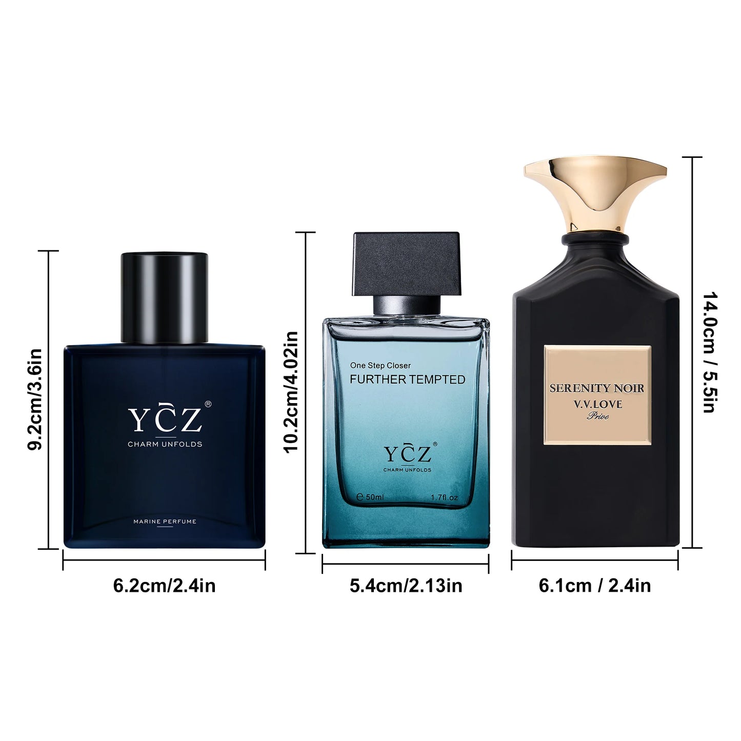 YCZ Men Eau De Toilette-6.8Fl oz 200ml 3Pcs, Woody Aquatic Cologne, Apple Lotus Cedar Musk, Long Lasting Daily Perfume
