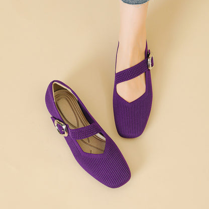 Mary Jane Knitted Flat Casual Shoes