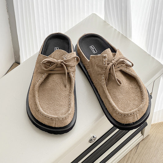 Vintage Leather Slip-On Mules
