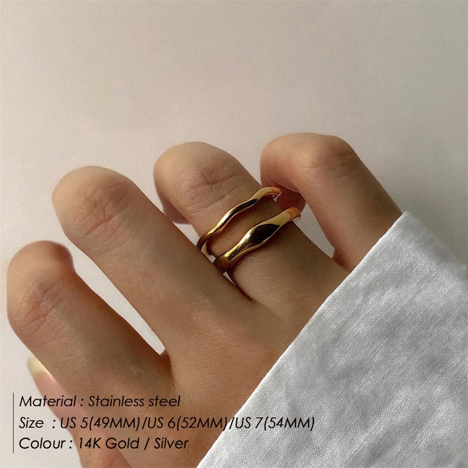 Wavy Asymmetrical Stainless Steel Ring