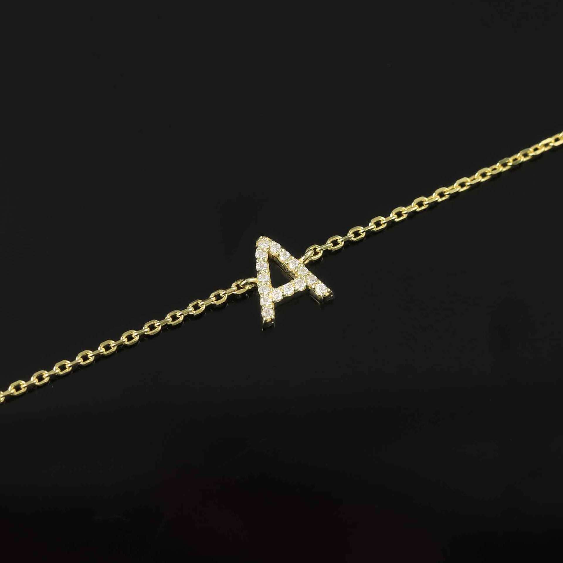 Moissanite Silver Plated Bracelet with Letter Charm