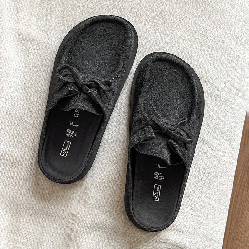 Vintage Leather Slip-On Mules
