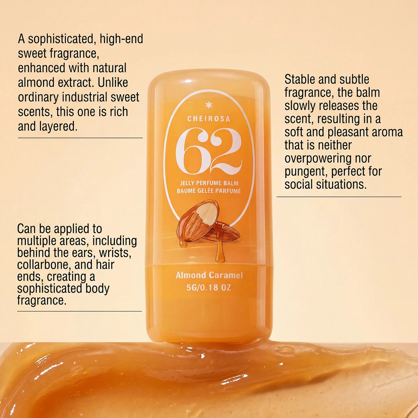 AMZ 5g Solid Fragrance (almonds caramel) Elegant Fragrance Exudes Gentle Charm Commuting Date Portable Fragrance