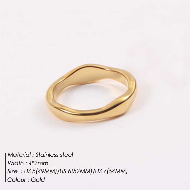 Wavy Asymmetrical Stainless Steel Ring