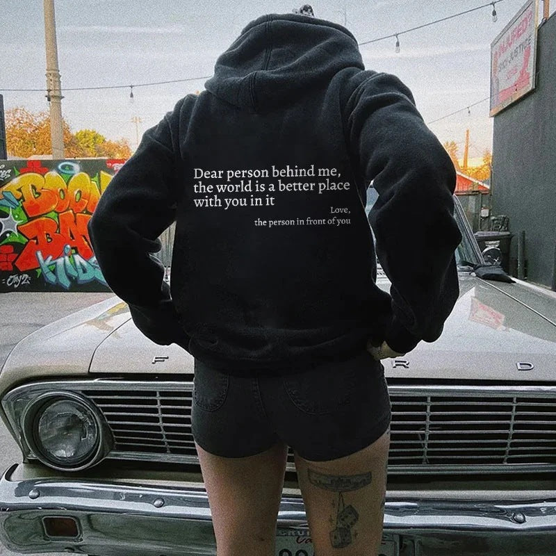 Women's Letter Print Fleece Hoodie