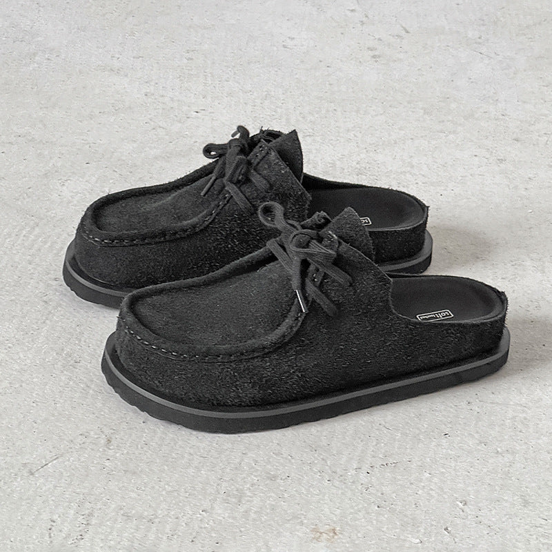 Vintage Leather Slip-On Mules