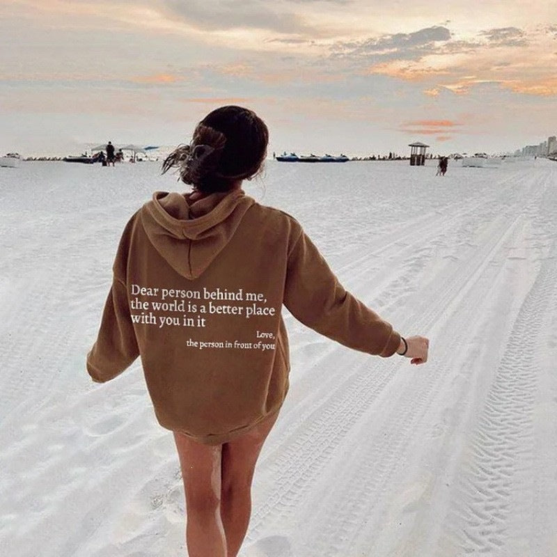Women's Letter Print Fleece Hoodie