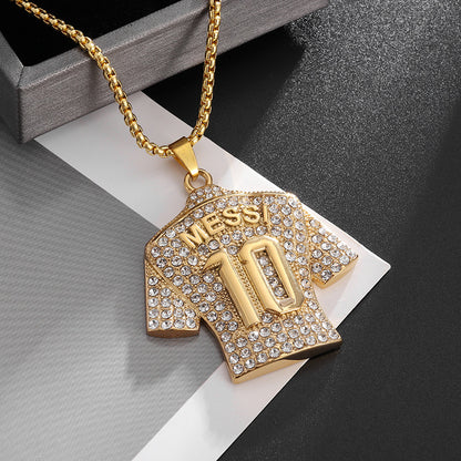 Gold Plated Football Jersey Pendant Necklace