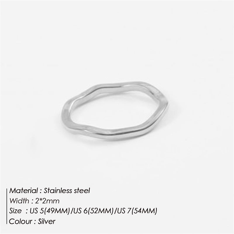 Wavy Asymmetrical Stainless Steel Ring