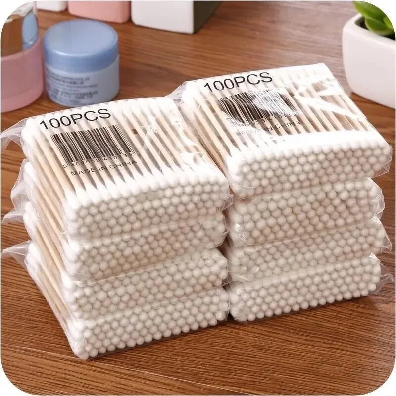 200/500 Double Round Headed Cotton Swabs Headed Cotton Swabs Bamboo Sticks  Nose Ears Personal Care
