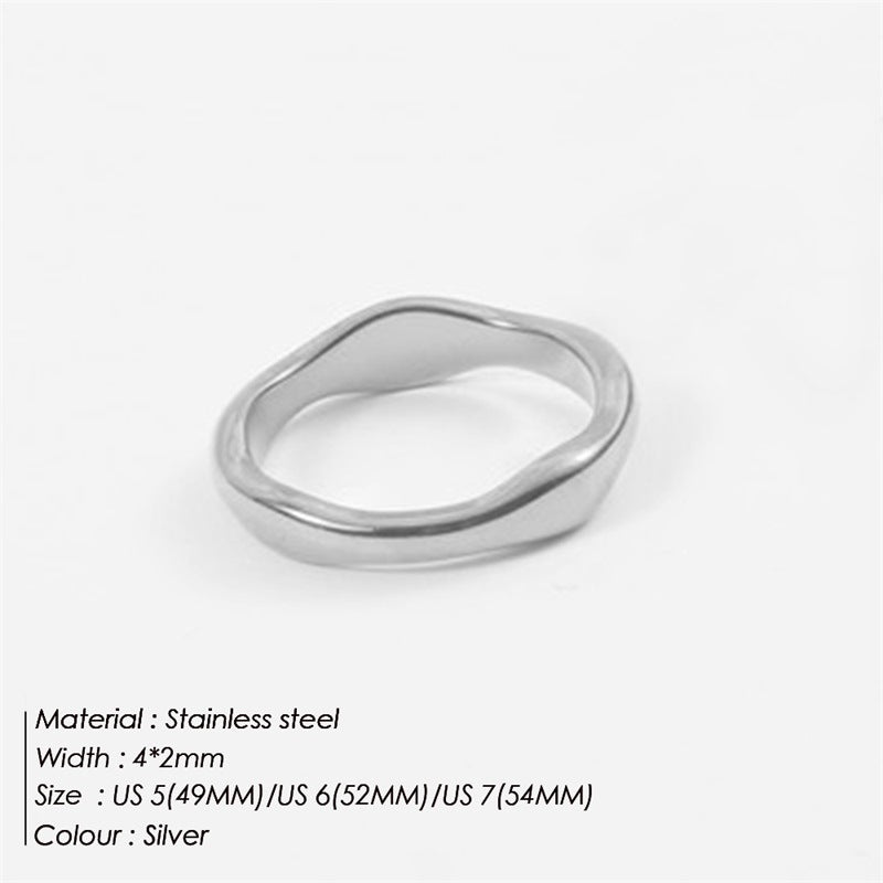 Wavy Asymmetrical Stainless Steel Ring