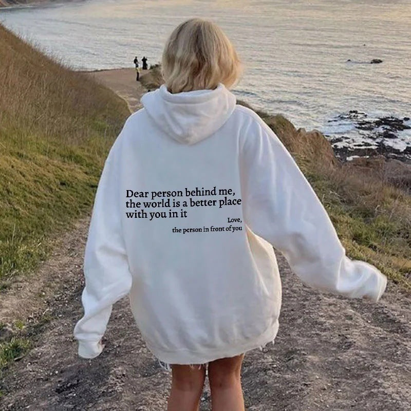 Women's Letter Print Fleece Hoodie