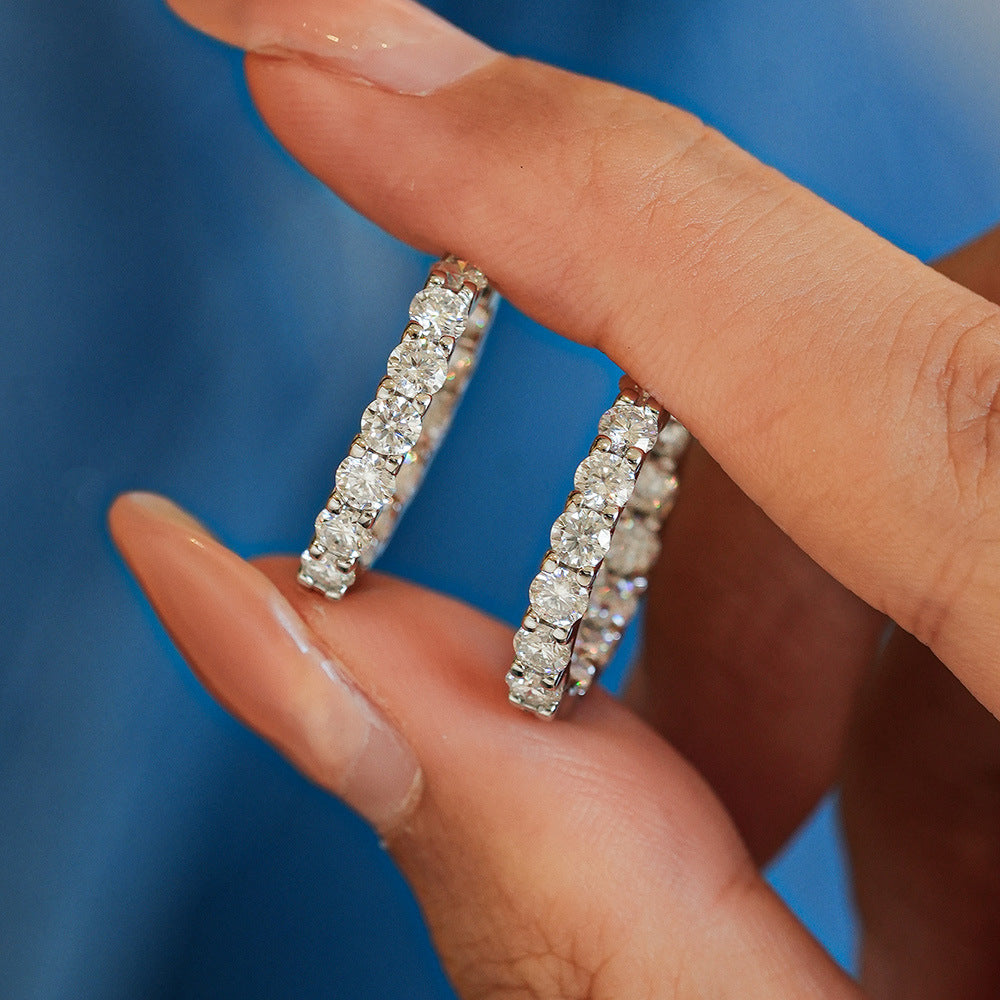 Geometric Moissanite Sterling Silver Earrings