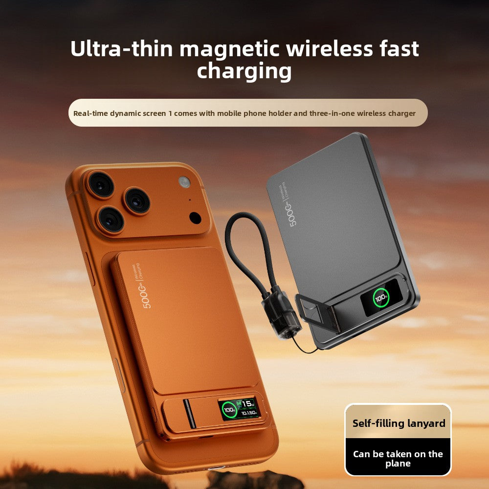 Three-in-One Magnetic Power Bank 10000mAh Fast Charging with Built-in Cable
