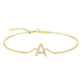 Moissanite Silver Plated Bracelet with Letter Charm