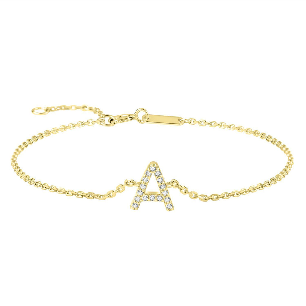 Moissanite Silver Plated Bracelet with Letter Charm