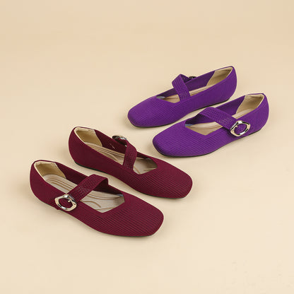 Mary Jane Knitted Flat Casual Shoes