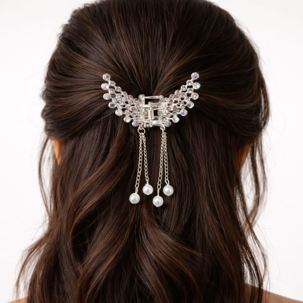 Butterfly Pearl Hair Clip Korean Style White